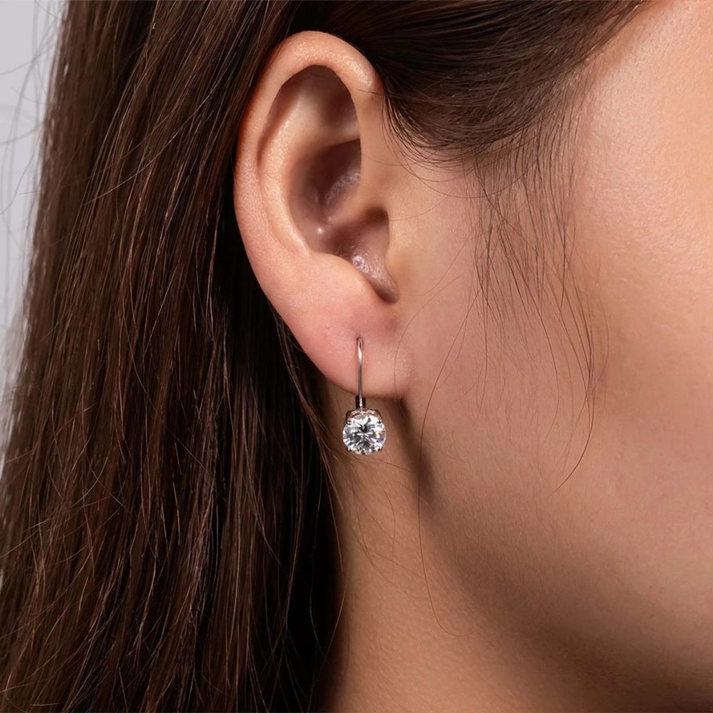 Certified 2ct. t.w. Moissanite Diamond Dangle Drop Earrings NEW - Picture 2 of 10